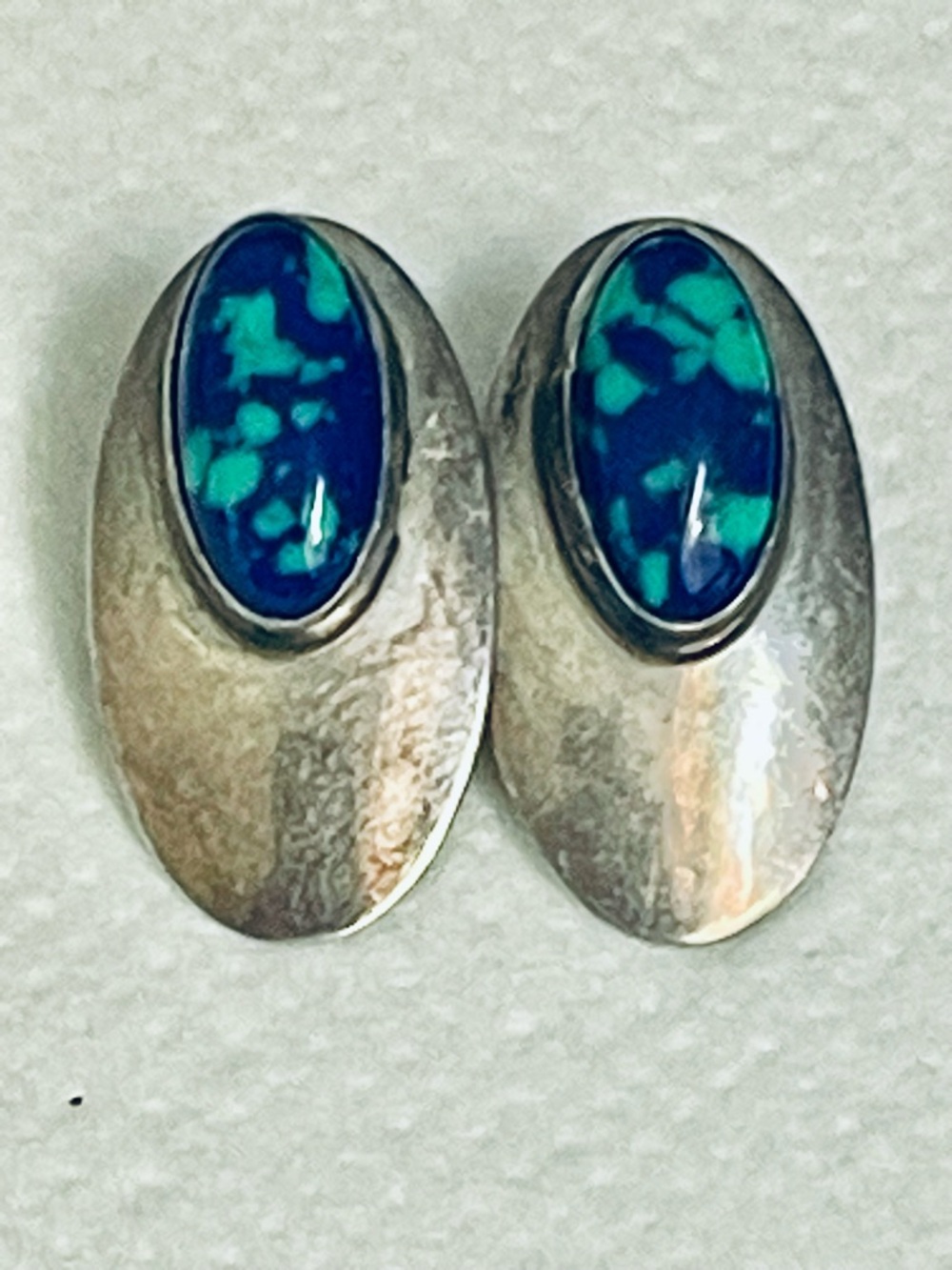 VTG Southwest Sterling Silver Blue Green Azurite Malachite Earrings
